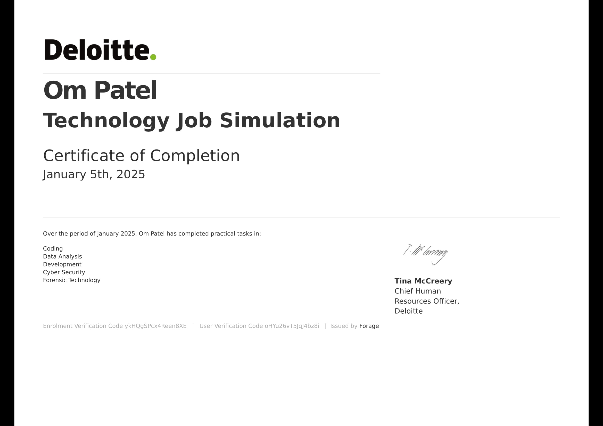 Deloitte Austrailia Technolgy Job Simulation Certificate